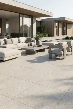 Carrelage effet béton AMA AVORIO 90x90 cm antidérapant R11 Satisfait Ou Remboursé